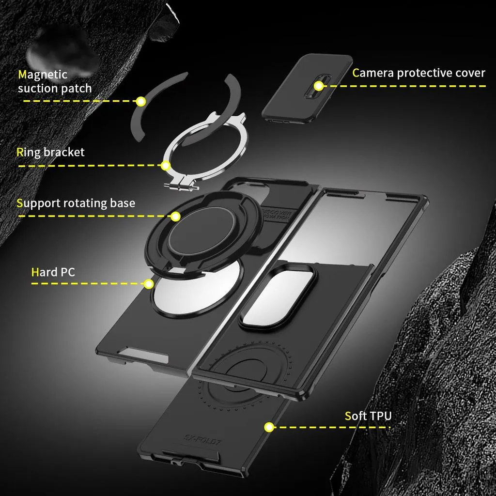 SNAPFIT Case Samsung Galaxy Z Fold 8 Ultra Fold8 Wide Kickstand Sliding Camera Cover MagSafe Magnetic Rugged Full Protection — Black / Fold 8 (Wide)
