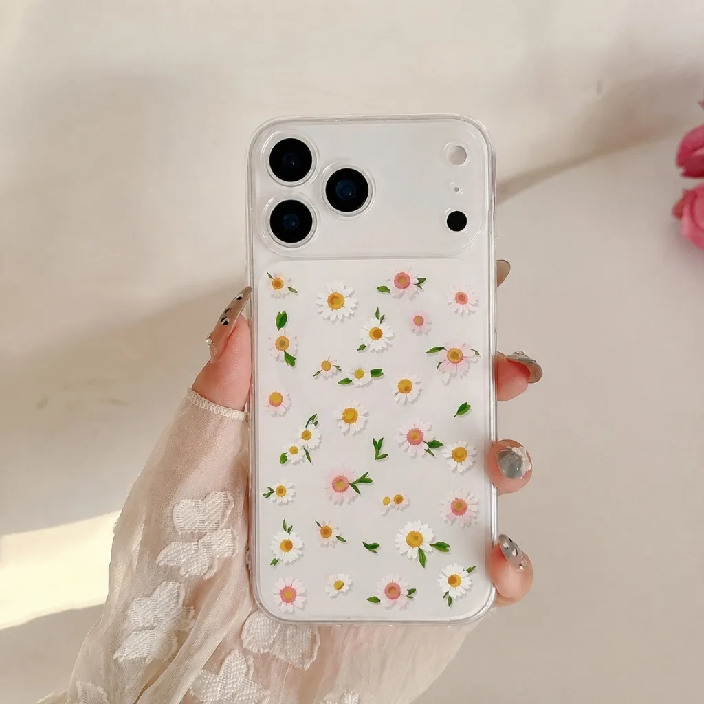 Case 3D Floral Motif Bunga Transparan Softcase Anti Gores — Bow Blossom / iPhone 18 Pro