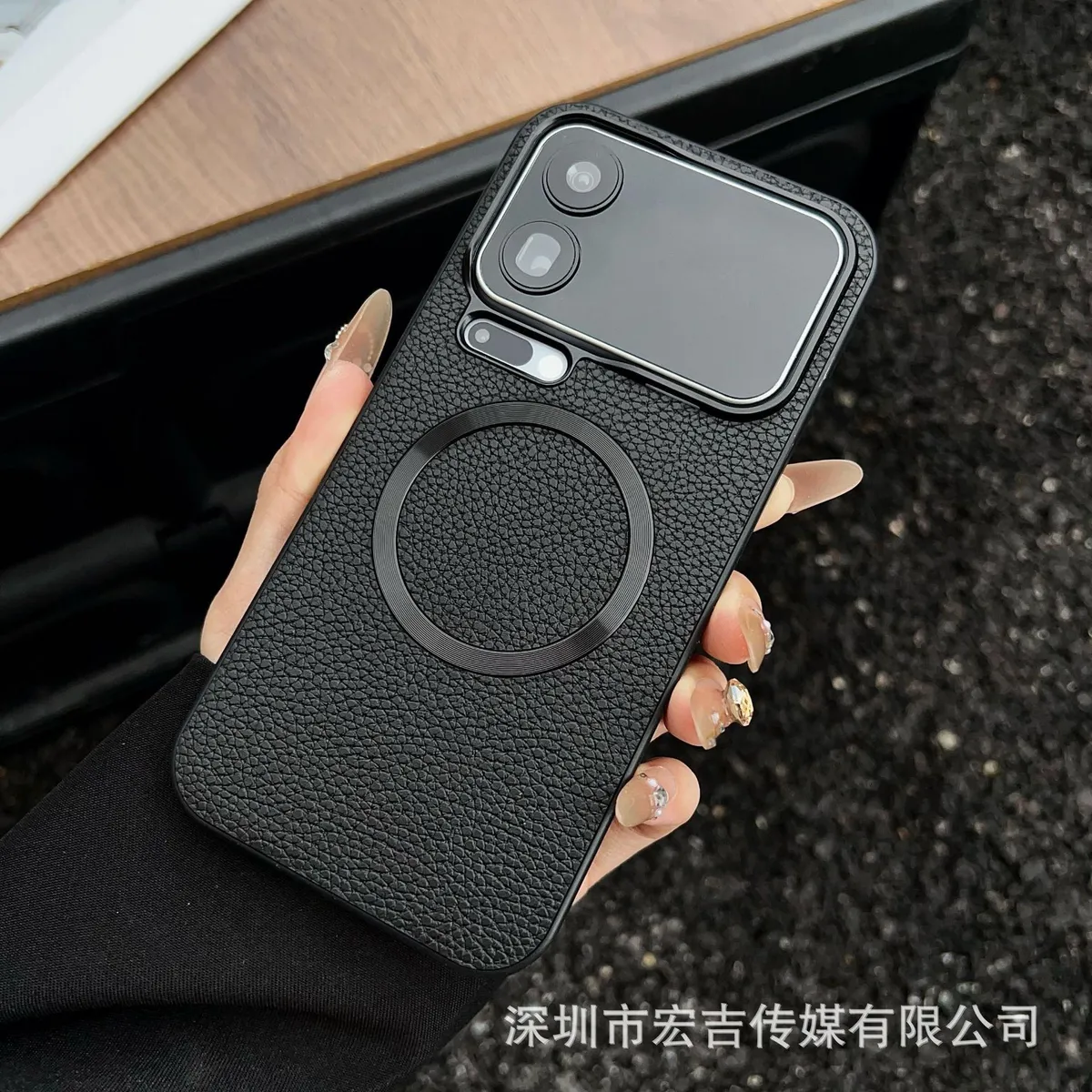 SNAPFIT Case Compatible With Xiaomi 17 Pro Max SNAPFIT Leather Litchi Grain Pattern Protective Casing — Black