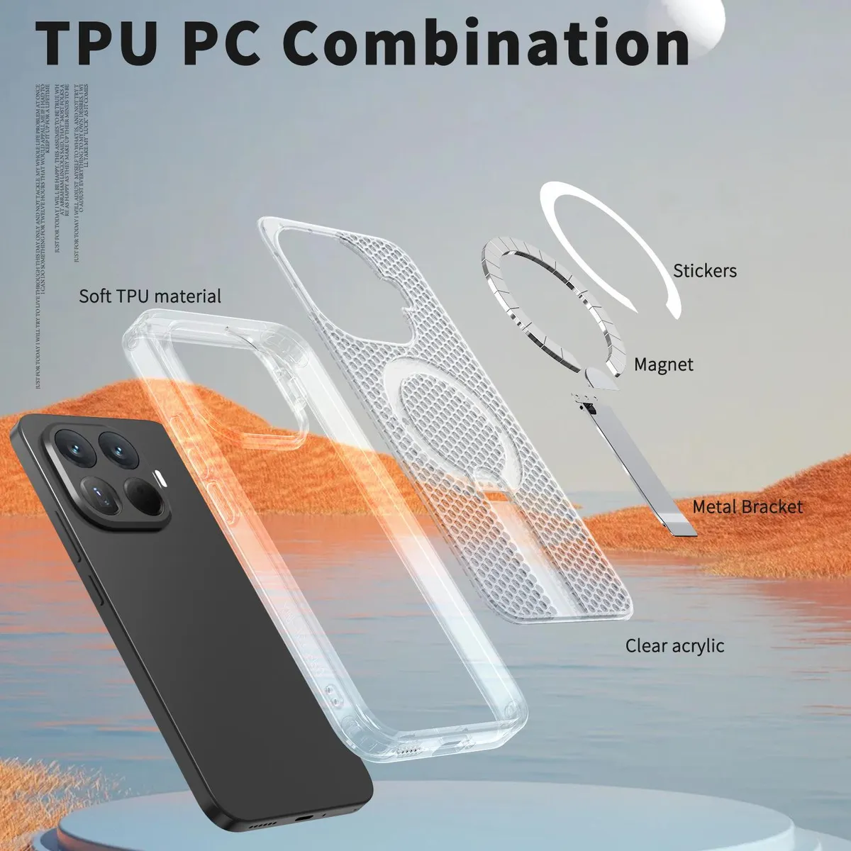 SNAPFIT Case Xiaomi 17T / 17T Pro SNAPFIT Magnetic Case Heat Dissipation Bracket KickStand Anti Shock Premium Cover — Black / Xiaomi 17T