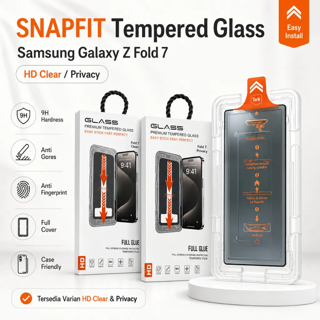SNAPFIT Tempered Glass Samsung Galaxy Z Fold 8 Ultra Privacy Anti Spy Hd Clear Full Cover Screen Protector Anti Gores — Full Clear WIth Tray / Fold 8 Wide