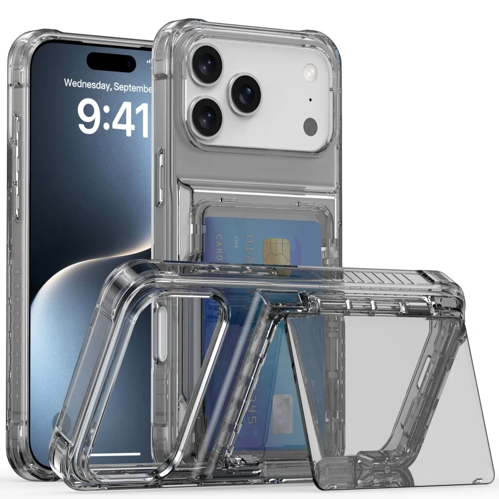 SNAPFIT Case iPhone 18 Pro Max 18 Pro TPU PC Card Slot Anti Slip Shockproof Clear — Clear / iPhone 18 Pro Max