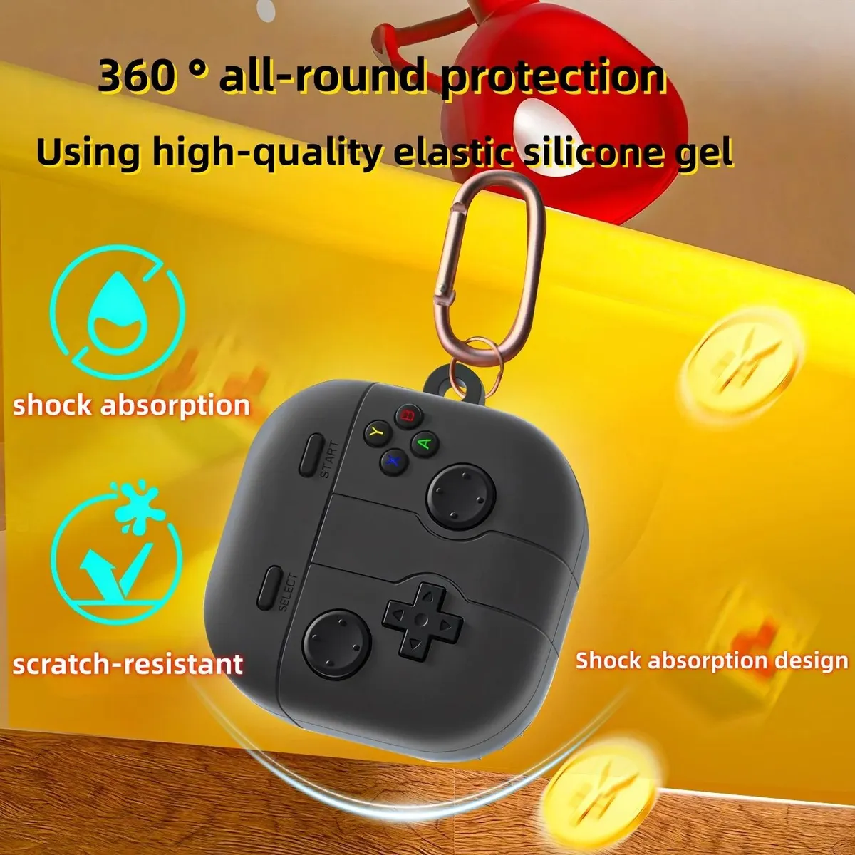 SNAPFIT Case Compatible With Samsung Galaxy Buds 4 / Buds 4 Pro Hardcase Silicone Cover Nintendo Gamepad Shockproof ā Nintendo Dark Grey