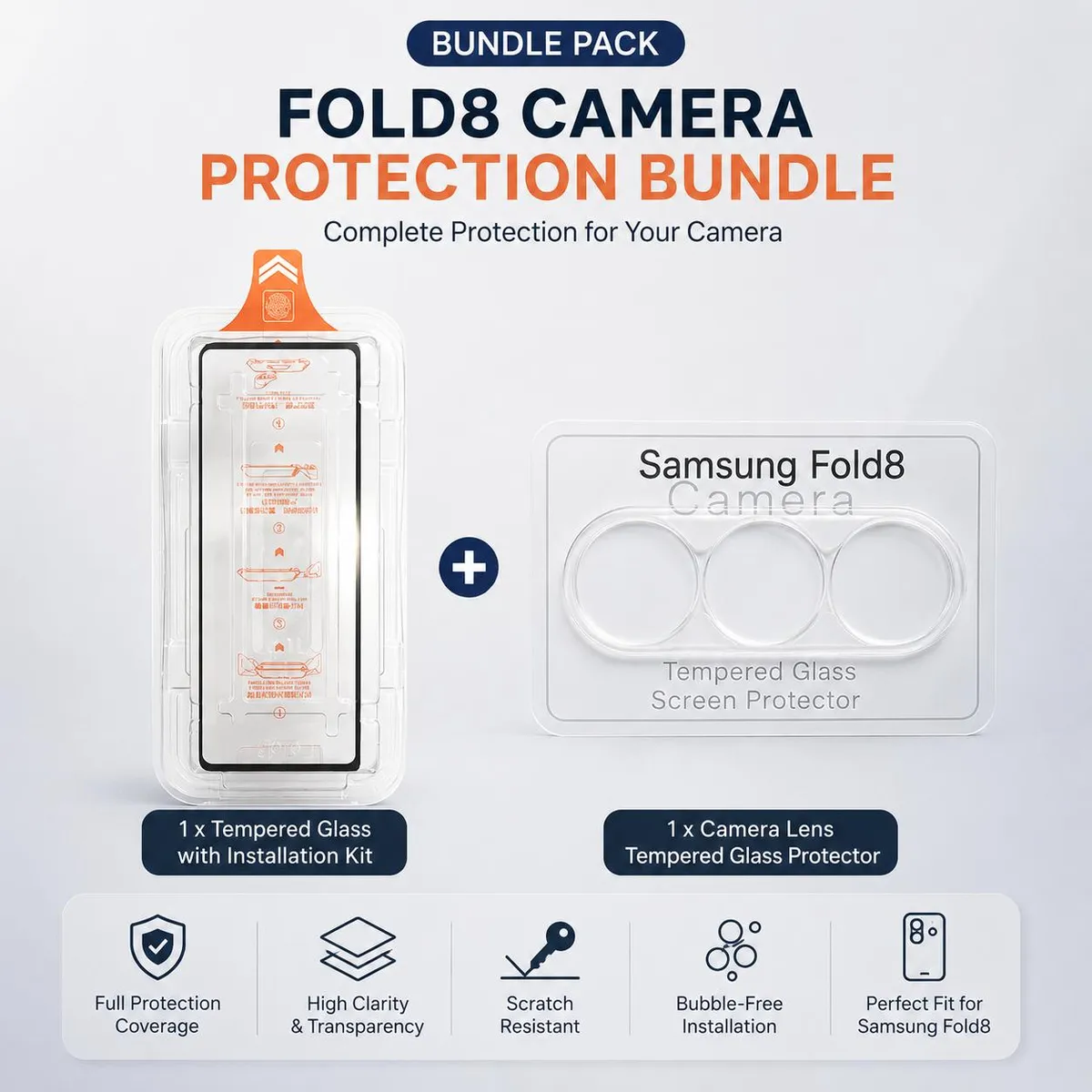 SNAPFIT Combo Pack Tempered Glass HD Clear Privacy + Camera Lens protector for Samsung Galaxy Z Fold8 Fold 8 Ultra