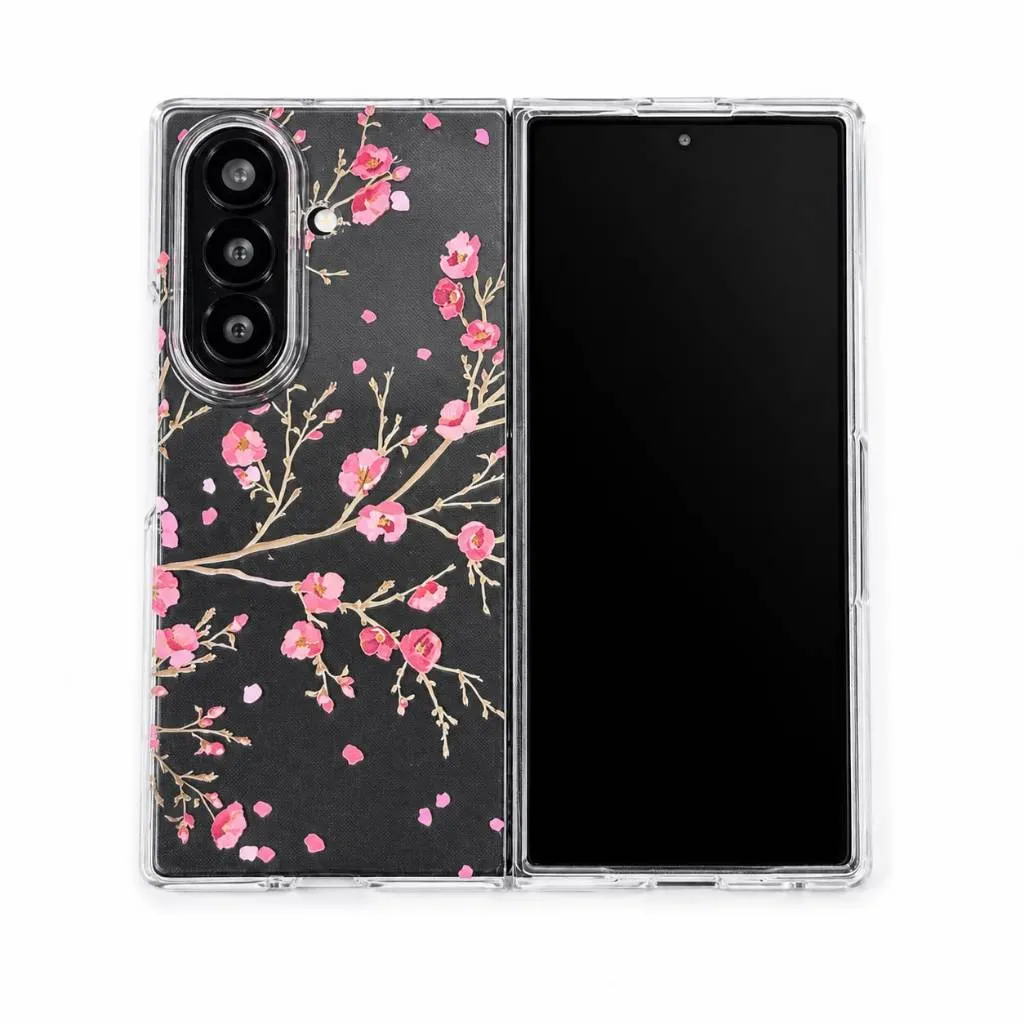 SNAPFIT Case Samsung Galaxy Z Fold 8 Ultra Fold8 Wide Transparan 3D Floral Hinge Protection Shockproof Slim Aesthetic Cover — Hinge Blue Butterfly / Z Fold 8 Wide