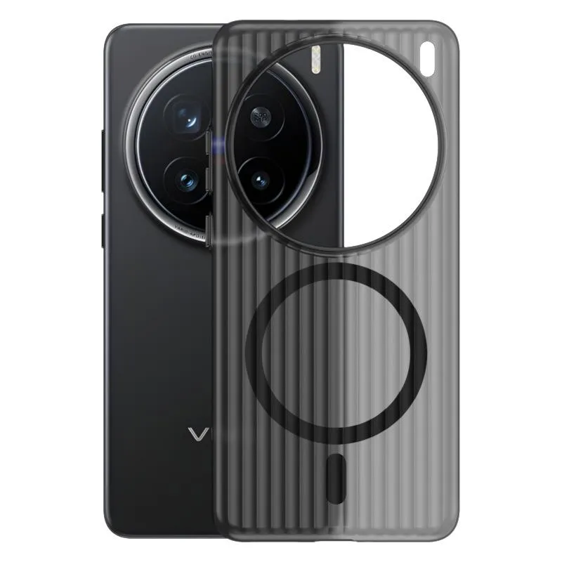 SNAPFIT Case Compatible for Vivo X300 Pro Vivo X200 Pro 5G SNAPFIT Ultra Thin Corrugated Pattern Matte Magnetic MagSafe Anti-slip Protective Back Cover Casing - Primary Focuss ā Magsafe Matte Black / Vivo X300 Pro