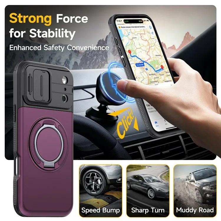 SNAPFIT Case iPhone 18 Pro Max 18 Pro Camera Slide Lens Protection MagSafe Magnetic Ring Stand — Black / iPhone 18 Pro Max
