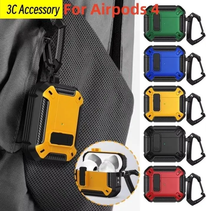 SNAPFIT Case Compatible for AirPods 4 2024 SNAPFIT Security Lock Military Shockproof Protect Cover With Keychain Gantungan Kunci Protective Casing Cover - Primary Focuss — Blue