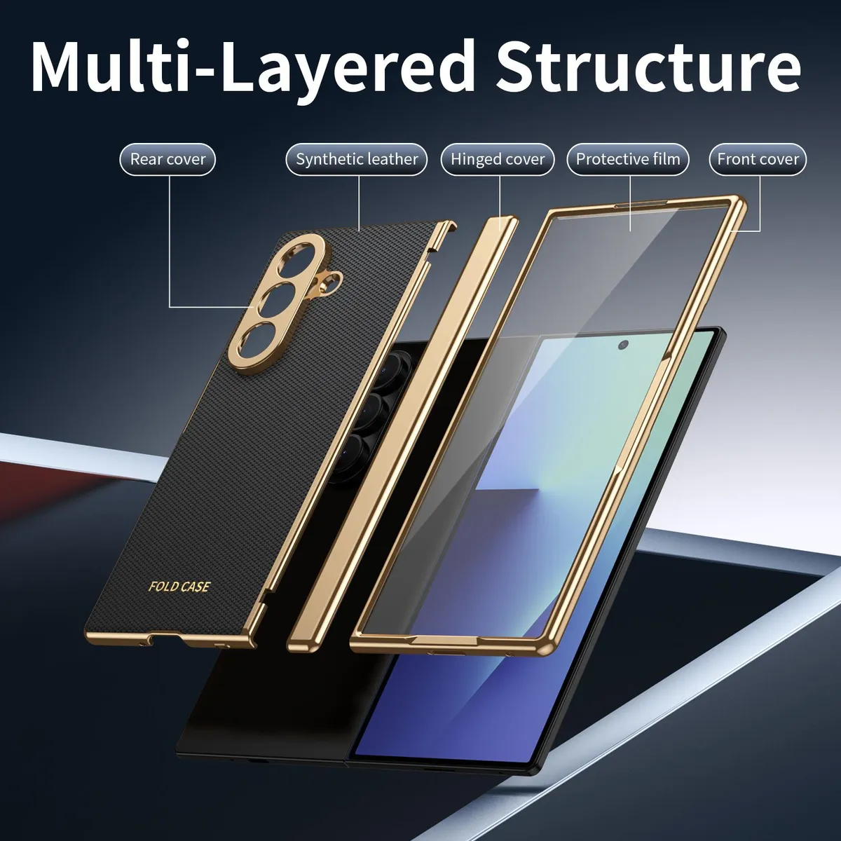 SNAPFIT Case Compatible With Samsung Galaxy Z Fold8 Fold 8 Ultra Electroplated Leather Diamond Pattern Built In Screen Protector ā Black