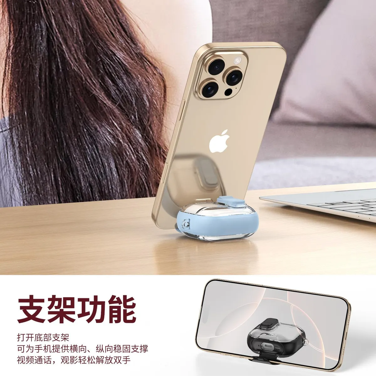SNAPFIT Case Compatible With Airpods 4 SNAPFIT Case Transparent Lock Stand Phone — Yellow