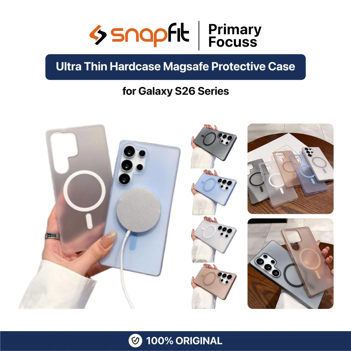 SNAPFIT Case for Samusng Galaxy S26 Ultra Plus SNAPFIT Ultra Thin Hardcase Slim Magnetic MagSafe Protective Cover Casing - Primary Focuss