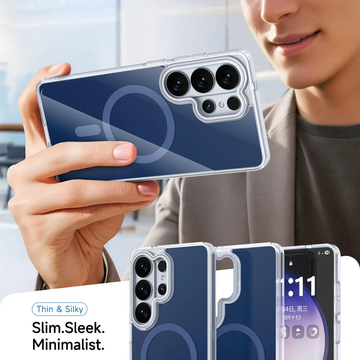 SNAPFIT Case Compatible With Samsung Galaxy S26 Ultra Magsafe Magnetic Cloud Mirror — Blue / S26