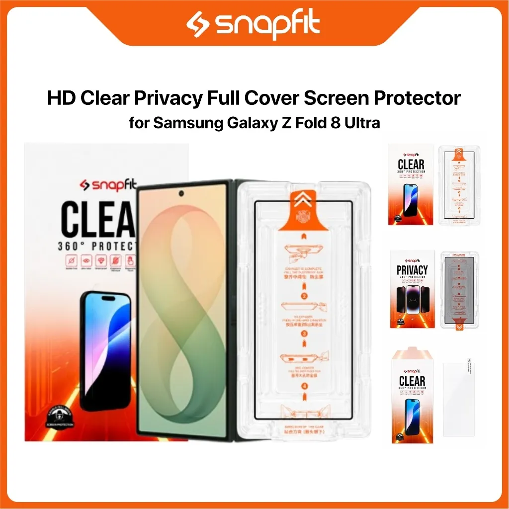 SNAPFIT Tempered Glass Samsung Galaxy Z Fold 8 Ultra Privacy Anti Spy Hd Clear Full Cover Screen Protector Anti Gores