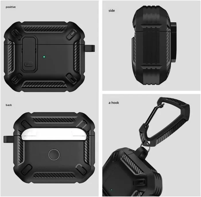 SNAPFIT Case Compatible for AirPods 4 2024 SNAPFIT Security Lock Military Shockproof Protect Cover With Keychain Gantungan Kunci Protective Casing Cover - Primary Focuss — Blue