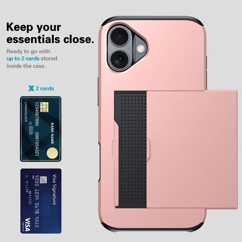 Case iPhone 18 Pro Max 18 Pro Card Holder Sliding Wallet Anti Shock Premium Hard PC Soft TPU Pelindung Kamera Anti Bentur Shockproof — Black / iPhone 18 Pro Max