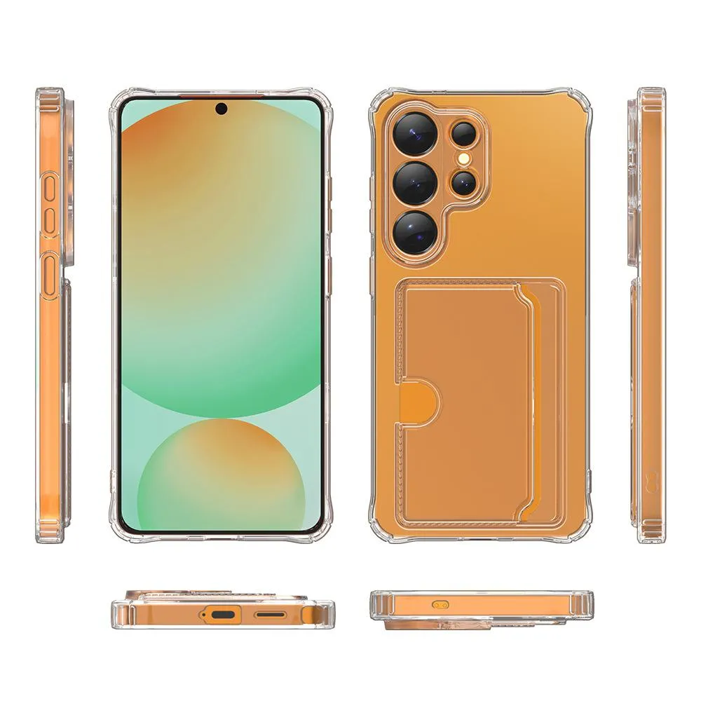 SNAPFIT Case Compatible Samsung Galaxy S26 Ultra Plus Soft TPU Clear Card Holder Slot Kartu Transparent Protective Cover Casing